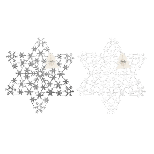 Silver & White Acrylic Snowflake Hanging Decoration 32cm Christmas Decoration FabFinds