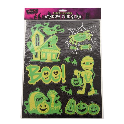 Spooksville Glow In The Dark Window Stickers Assorted Styles - FabFinds