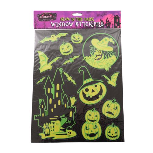 Spooksville Glow In The Dark Window Stickers Assorted Styles Halloween Decorations FabFinds Pumpkins  