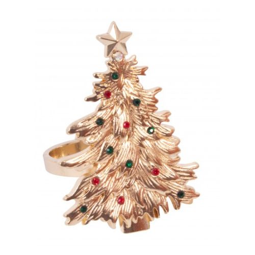 Harvey & Mason Gold Gem Christmas Tree Napkin Ring Christmas Tableware FabFinds   