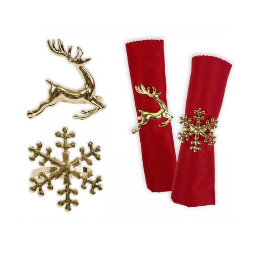 Harvey & Mason Gold Napkin Ring Snowflake & Reindeer Design Christmas Tableware Fabfinds   