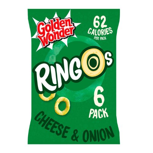 Golden Wonder Ringos Cheese & Onion 6 Pack Crisps, Snacks & Popcorn Golden Wonder   