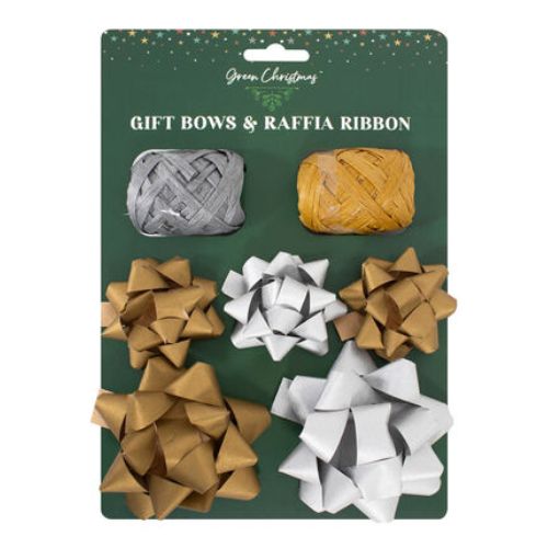 Christmas Gold & Silver Gift Bows & Raffia Christmas Tags & Bows RSW   