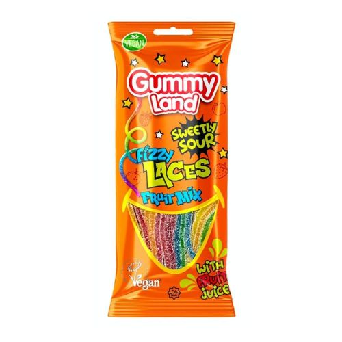 Gummy Land Sweetly Sour Fizzy Laces Fruit Mix 80g Sweets, Mints & Chewing Gum gummy land   