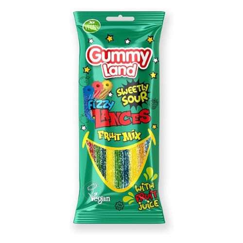 Gummy Land Fizzy Lances Fruit Mix 80g Sweets, Mints & Chewing Gum gummy land   