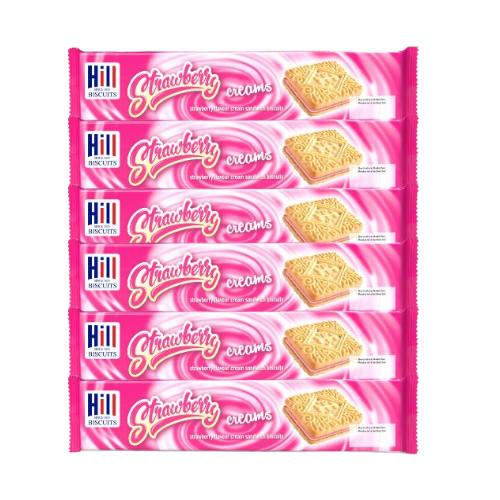 Hill Strawberry Cream Biscuits 150g Assorted Packs Biscuits & Cereal Bars Hill Pack of 6