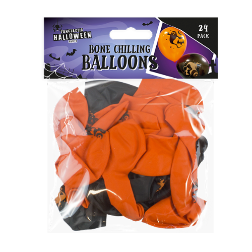 Orange & Black Bone Chilling Halloween Balloons 24 Pack Halloween Decorations Fabfinds   