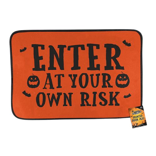 Halloween Printed Door Mat Assorted Styles 60x40cm Halloween Decorations FabFinds Enter At Your Own Risk