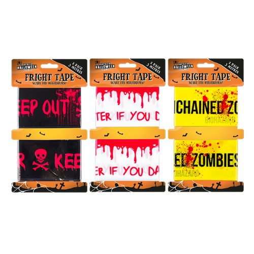 Halloween Fright Tape 2 Pack 3M Assorted Styles Halloween Decorations Gem Imports   