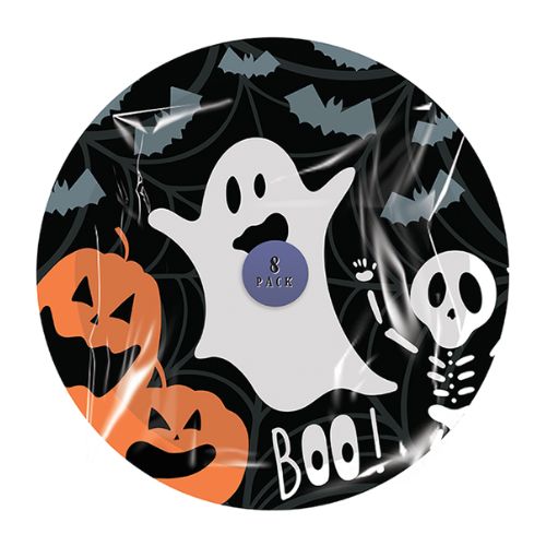 Halloween Bone Chilling Paper Plates 22.5cm 8pk Halloween Accessories Gem Imports   