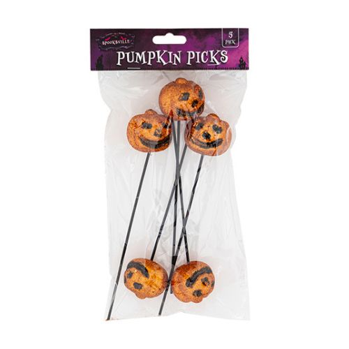 Halloween Pumpkin Smiley Picks 5 Pack Halloween Accessories FabFinds   