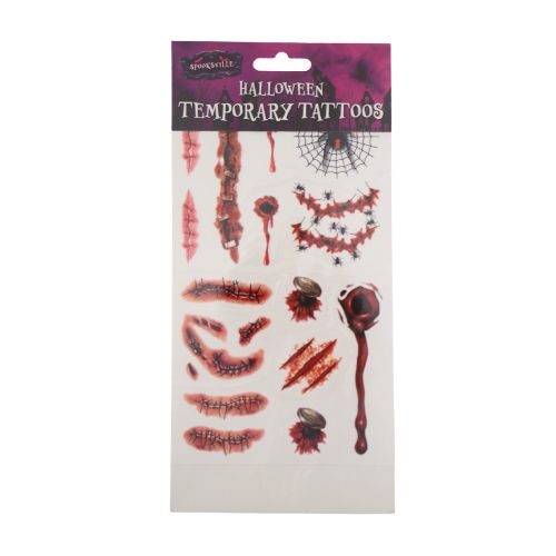 Halloween Temporary Tattoos Assorted Designs Halloween Accessories FabFinds Cuts & Spider Web  