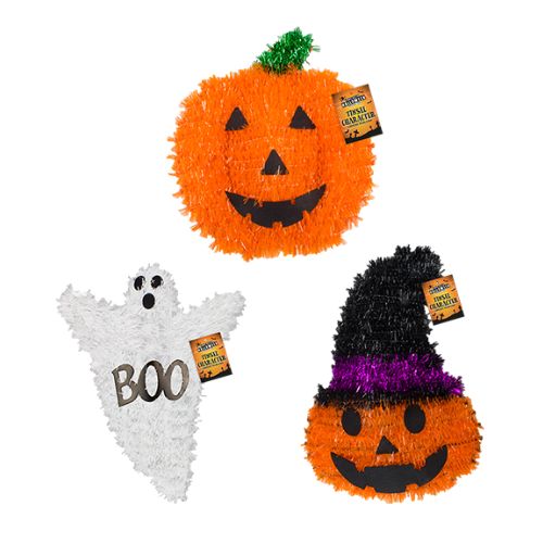 Halloween Tinsel Character Plaque Assorted Styles Halloween Decorations Gem Imports   