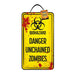 Halloween Warning Plaque Assorted Styles 40x23cm Halloween Decorations Gem Imports Danger Unchained Zombie  