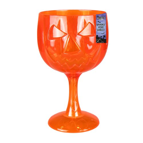 Spooky Halloween Plastic Wine Goblet Assorted Colours Halloween Accessories Gem Imports Orange  