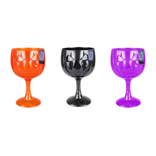 Spooky Halloween Plastic Wine Goblet Assorted Colours Halloween Accessories Gem Imports   