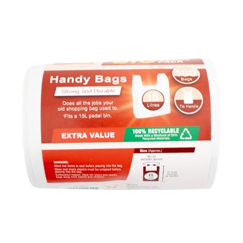 Castle Handy Bags Value Pack 15L 100 Bags Household Cleaning Products Castle   