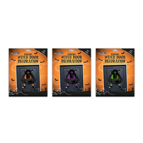 Halloween Hanging Witch Door Decoration Assorted Colours Halloween Decorations Gem Imports   