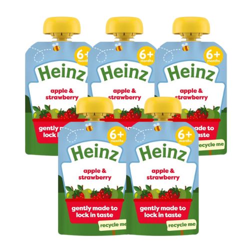 Heinz Apple & Strawberry Puree 6+ Months 5 x 100g 5 Pk baby Heinz   