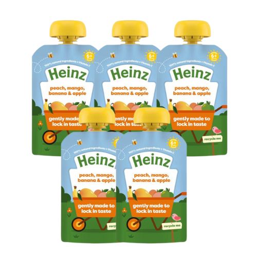 Heinz Peach, Mango, Banana & Apple Smooth Puree 6+ Months 5x100g 5 Pk baby Heinz   