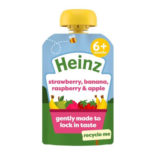Heinz Strawberry, Banana, Raspberry & Apple Pouch 6month+ 5x100g 5 Pk baby Heinz   