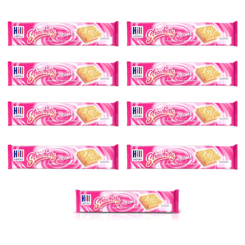Hill Strawberry Cream Biscuits 150g Assorted Packs Biscuits & Cereal Bars Hill Pack of 9