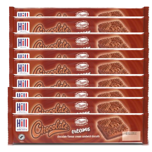 Hill Chocolate Creams Biscuits 150g Assorted Packs Biscuits & Cereal Bars Hill Pack of 9