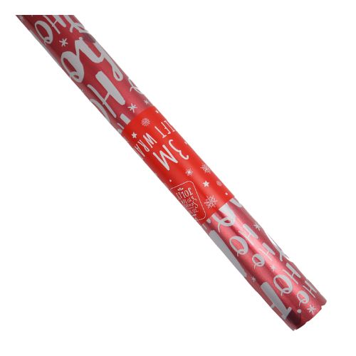 Red Metallic Ho Ho Ho Wrapping Paper 3m Christmas Wrapping & Tissue Paper FabFinds   