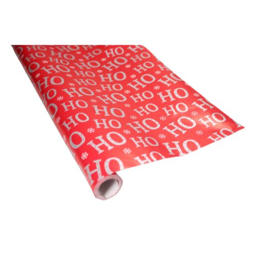 Red & Silver Ho Ho Ho Christmas Wrapping Paper 10m Christmas Wrapping & Tissue Paper Anker   