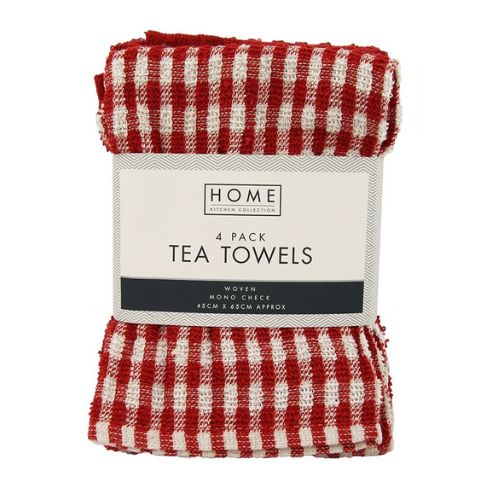 Home Collection Tea Towels Sold & Check Pattern Assorted Colours Tea Towels Home Collection   