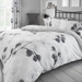 Honesty Leaf Printed Duvet Cover Set Grey Double Size Botanical Bedding Duvet Sets FabFinds