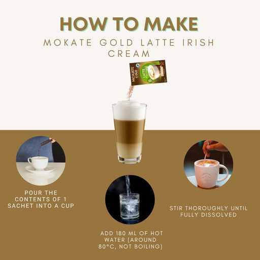 Mokate Premium Gold Latte Irish Cream 10 Pack 140g Assorted Packs Coffee Mokate