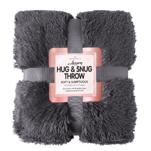 Hug & Snug Cozy Throw 150x200cm Assorted Colours Throws & Blankets FabFinds Charcoal