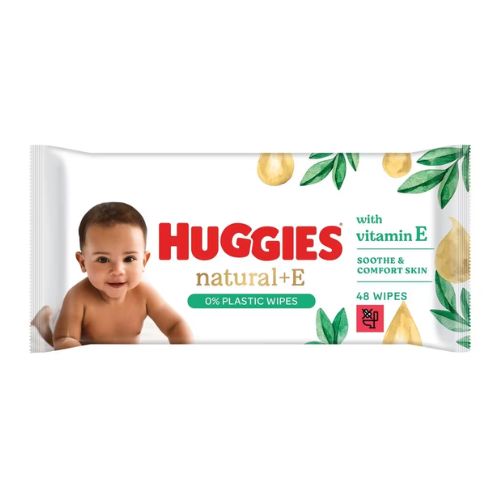 Huggies Natural +Vitamin E 0% Plastic Baby Wipes 48 Wipes Baby Wipes Huggies   