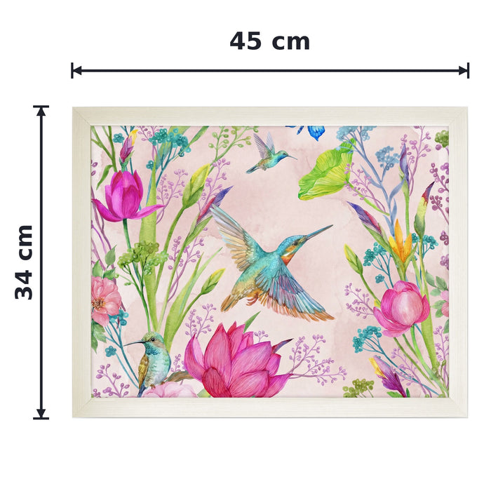Hummingbird Print Lap Tray with Cushioned Base 45cm Decorative Trays FabFinds
