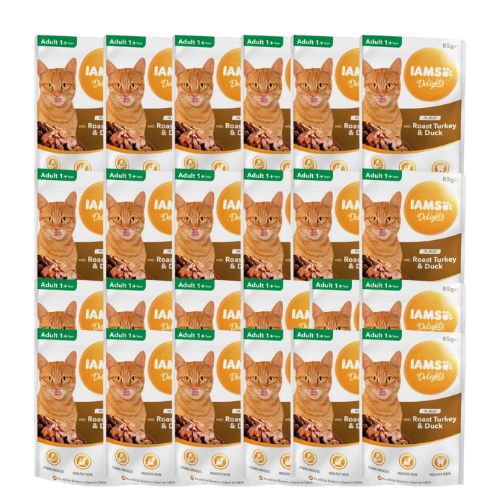 IAMS Delights With Roast Turkey & Duck Wet Cat Food 85g Case of 24 Cat Food & Treats IAMS   