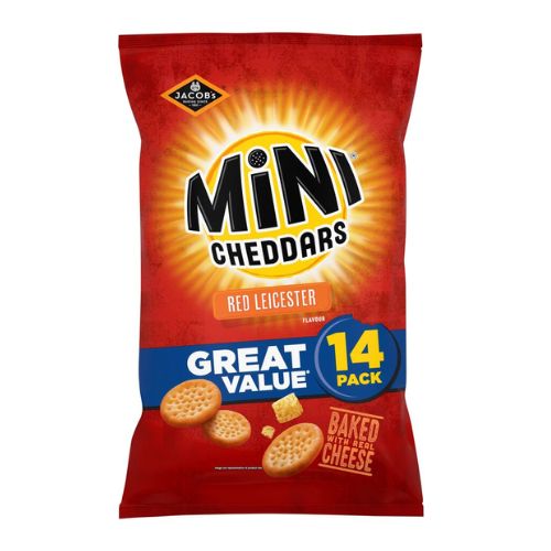Jacob's Mini Cheddars Red Leicester 14 Pack 322g Crisps, Snacks & Popcorn Jacobs   