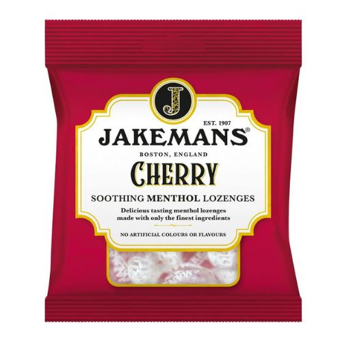 Jakemans Cherry Soothing Menthol Lozenges 73g Sweets, Mints & Chewing Gum Jakemans   