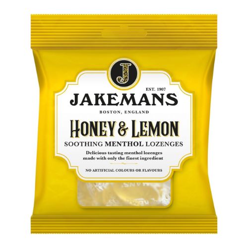 Jakemans Honey & Lemon Soothing Menthol Lozenges 73g Sweets, Mints & Chewing Gum Jakemans   