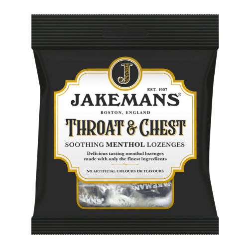Jakemans Throat & Chest Soothing Menthol Lozenges 73g Sweets, Mints & Chewing Gum Jakemans   