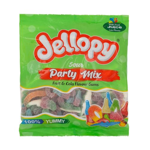 Jellopy Sour Party Mix Fruit & Cola Flavour Gums 500g Sweets, Mints & Chewing Gum jellopy   