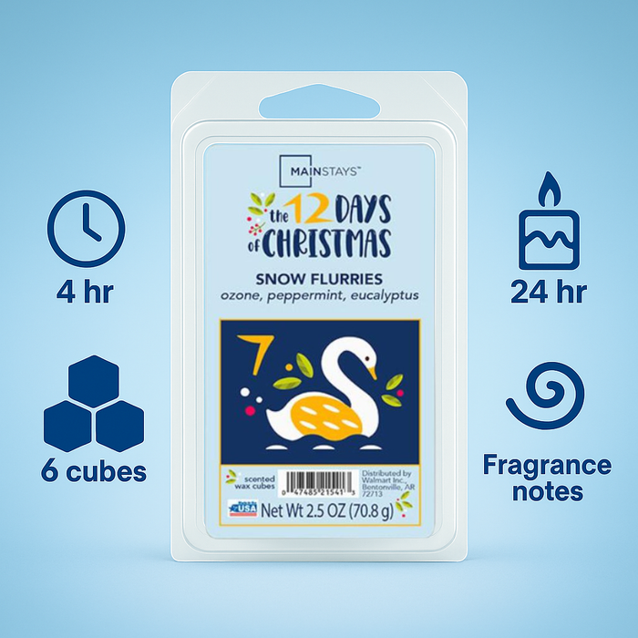 Mainstays Snow Flurries Wax Melts Peppermint Eucalyptus 2.5oz Wax Melts Mainstays