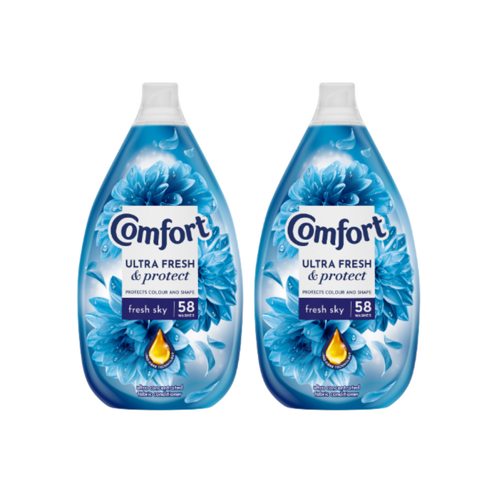 Comfort Fresh & Protect Sky Fabric Conditioner 870ml (58 Washes) Assorted Packs Laundry - Fabric Conditioner Comfort Pack of 2