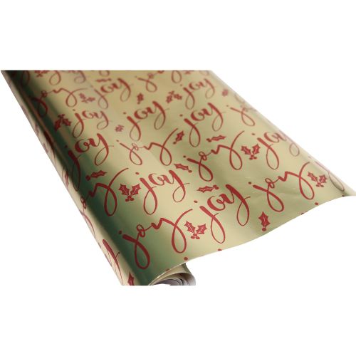 Gold Metallic Joy Christmas Wrapping Paper 3m Christmas Wrapping & Tissue Paper FabFinds   