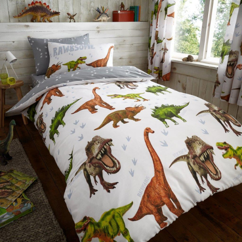 Kids Printed Duvet Cover Set Single Size Assorted Designs Duvet Sets FabFinds Dinosaur
