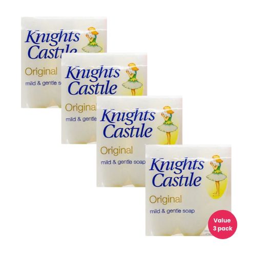 Knight's Castile Original Soap Value Pack 3 x 90g Assorted Pack Size Soap Knights 4 Pack (12 bars)