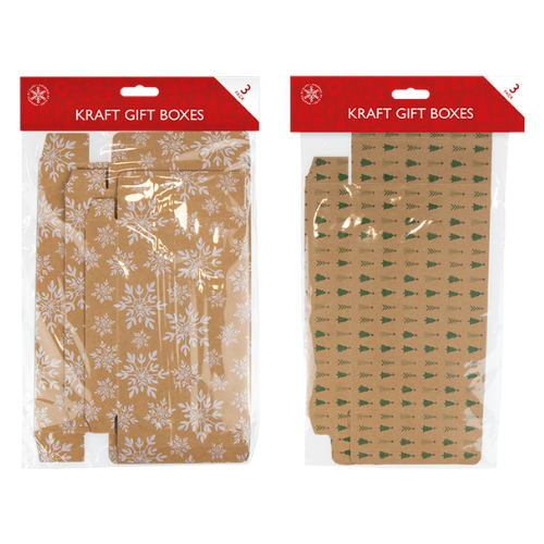 Printed Flat Pack Gift Boxes 3 Pack Christmas Gift Bags & Boxes FabFinds