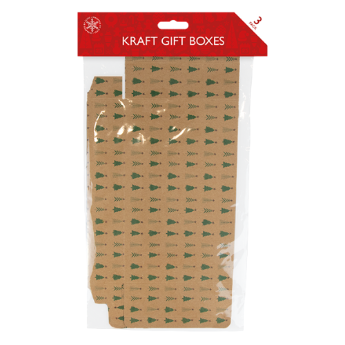 Printed Flat Pack Gift Boxes 3 Pack Christmas Gift Bags & Boxes FabFinds Xmas Tree