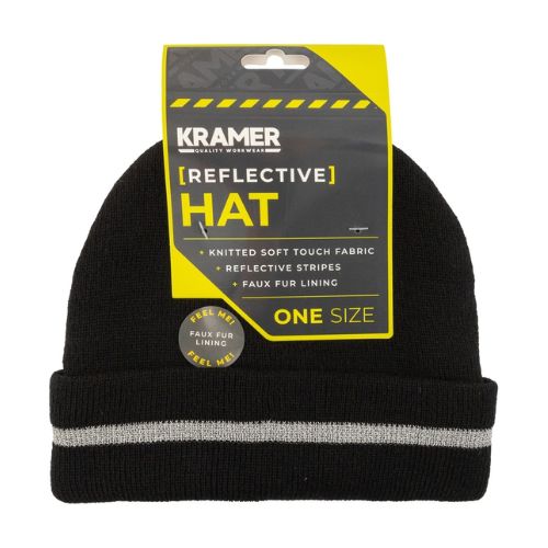 Kramer Reflective Hat One Size Assorted Colours Hats, Gloves & Scarves Kramer Black  