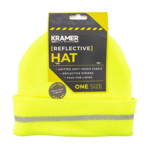 Kramer Reflective Hat One Size Assorted Colours Hats, Gloves & Scarves Kramer Yellow  